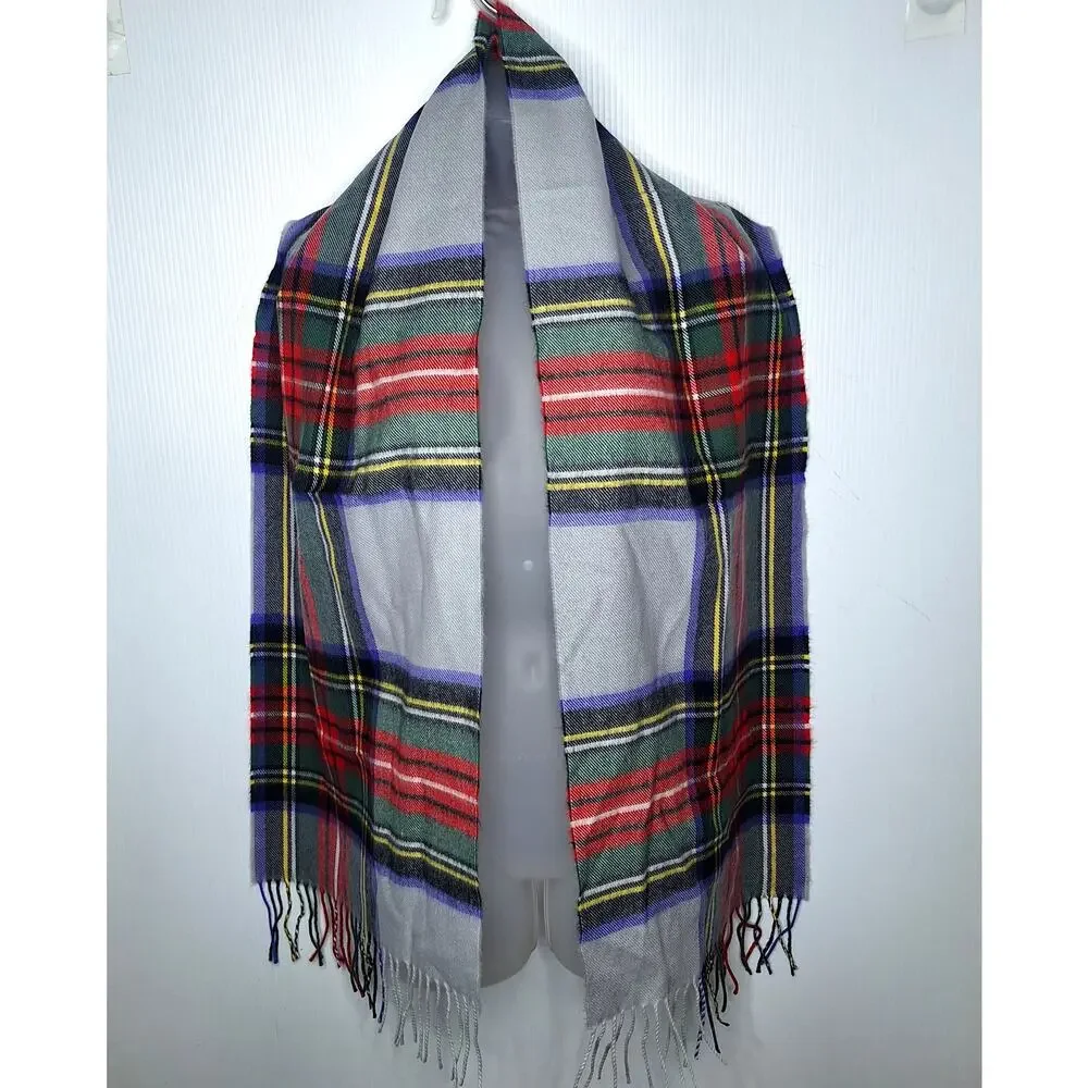 Made in Scotland 100% Cashmere Scarf Fringe Plaid Tartan 66